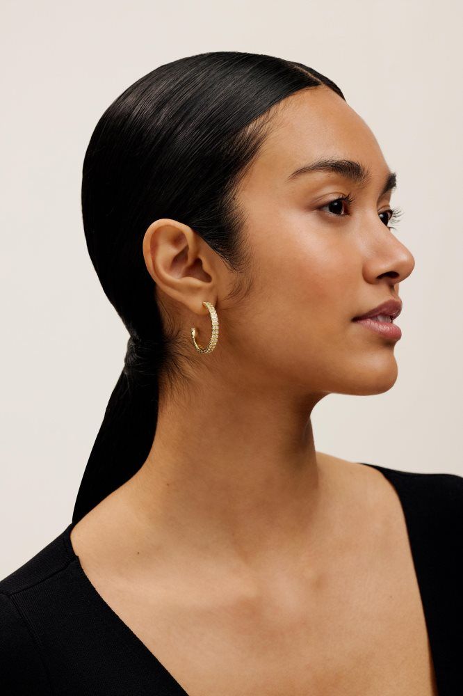Ted Baker Mellia - Medium Double Crystal Hoop Earrings Doré | 437152-MQE