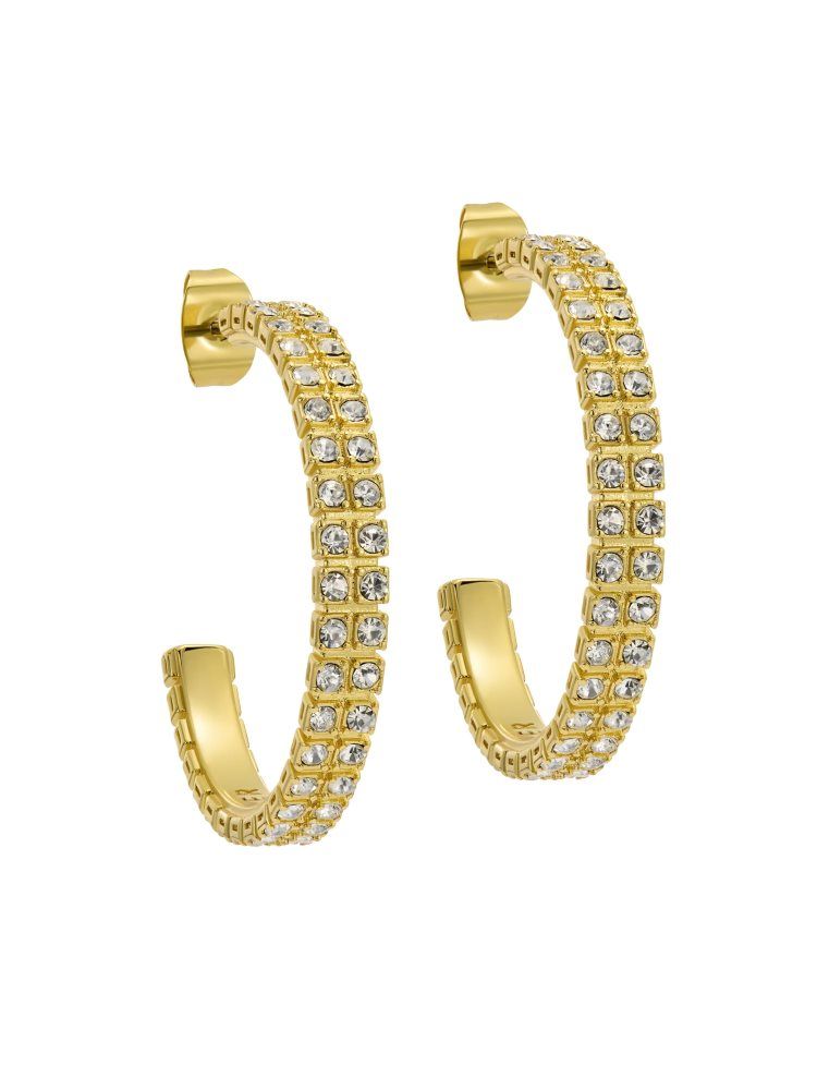 Ted Baker Mellia - Medium Double Crystal Hoop Earrings Doré | 437152-MQE
