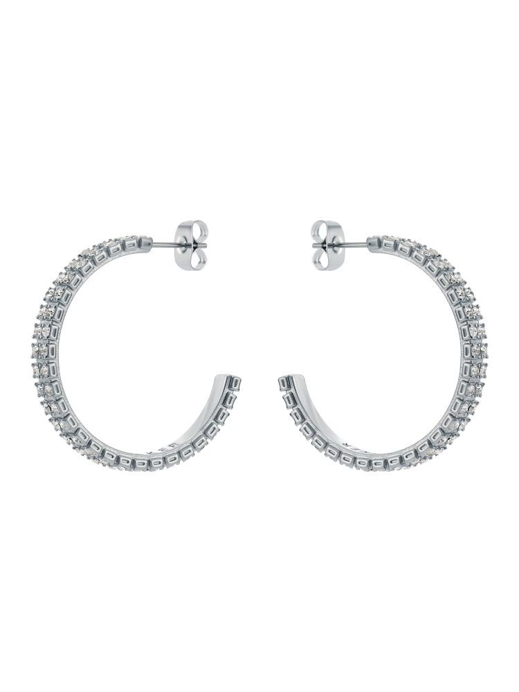 Ted Baker Mellia - Mellia Medium Double Crystal Hoop Earrings Argent | 549371-IYF