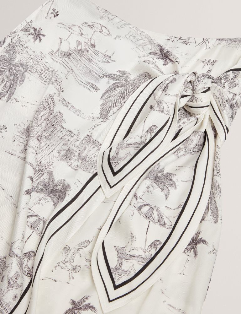 Ted Baker Melva - Printed Tie Detail Wrap Midi Skirt Blanche | 375164-SKA