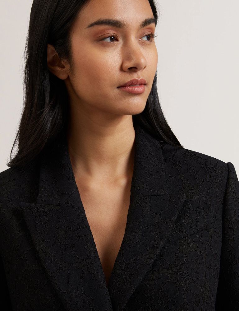 Ted Baker Merio - Bonded Lace Single Breasted Relaxed Blazer Noir | 791304-WHY