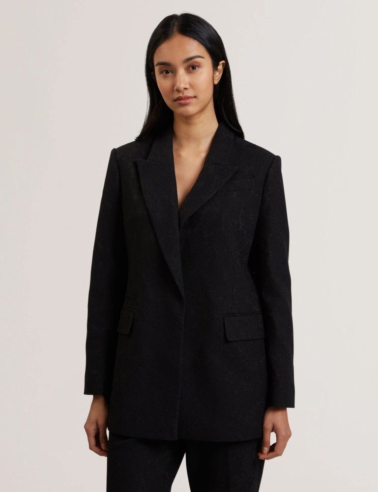 Ted Baker Merio - Bonded Lace Single Breasted Relaxed Blazer Noir | 791304-WHY