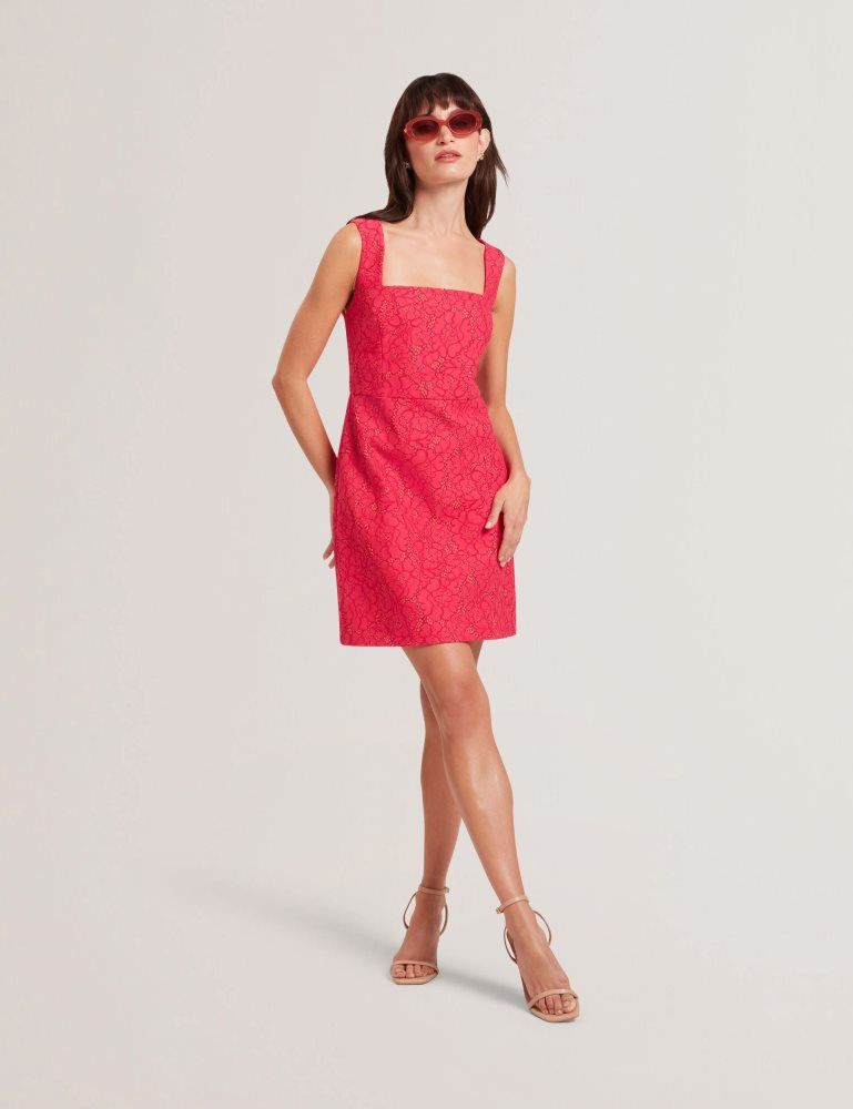 Ted Baker Meriod - Lace Square Neck Sleeveless Mini Dress Fushia | 295074-QZD
