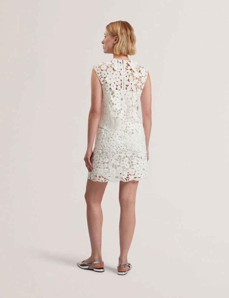Ted Baker Miikka - Crochet Sleeveless Mini Shift Dress Blanche | 689437-ASI