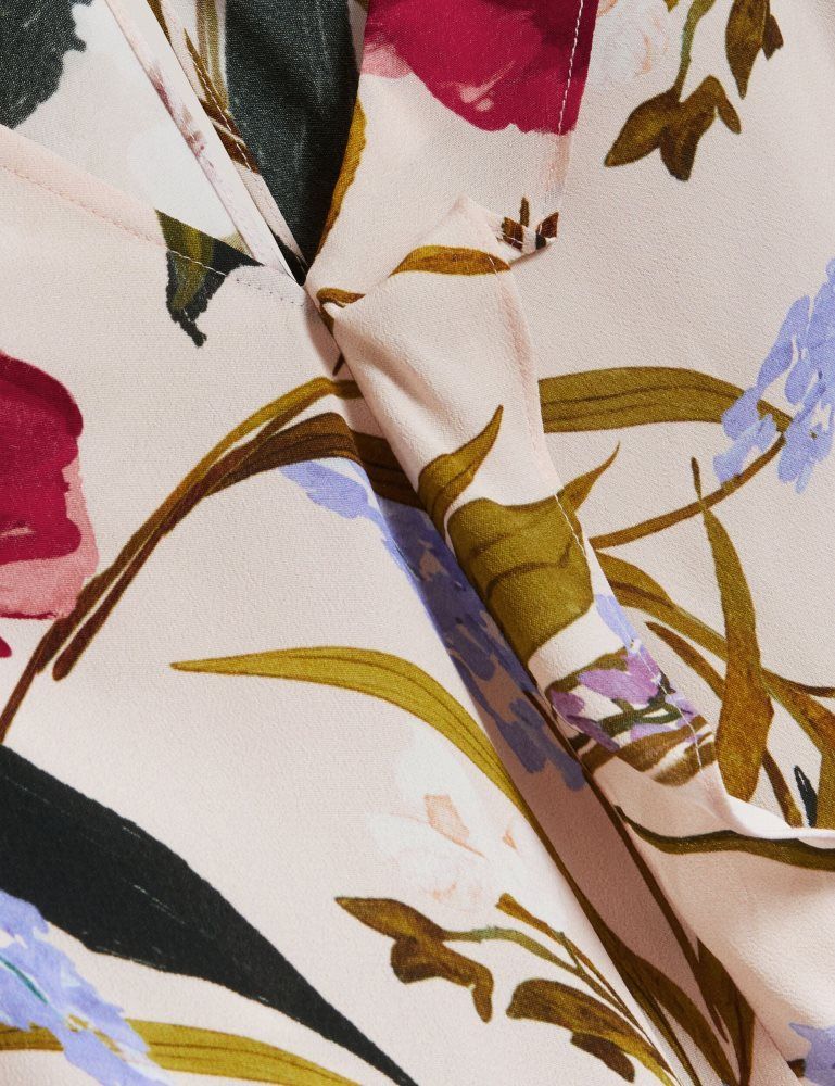 Ted Baker Minasa - Floral Print Frill Trim Long Sleeve Blouse Rose | 362410-CUX