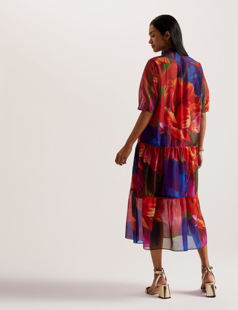 Ted Baker Miru - Organza Tropical Bloom Midi Dress Multicolore | 563287-ZVT