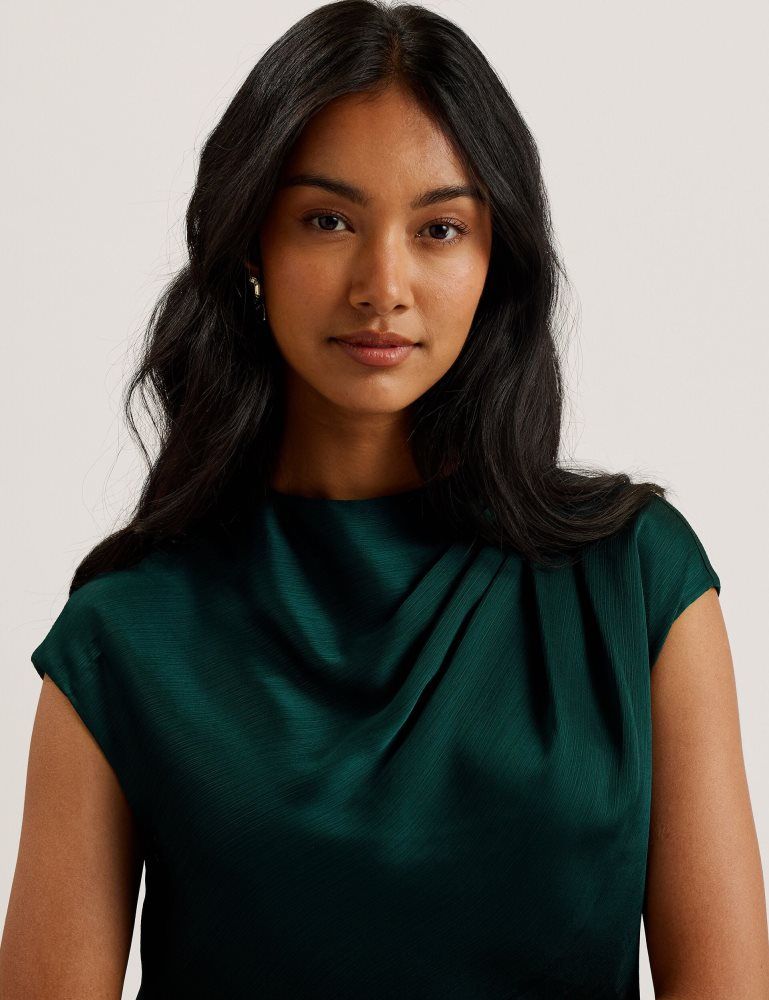 Ted Baker Misrina - Drape Neck Detail Satin Top Vert | 297145-GSL