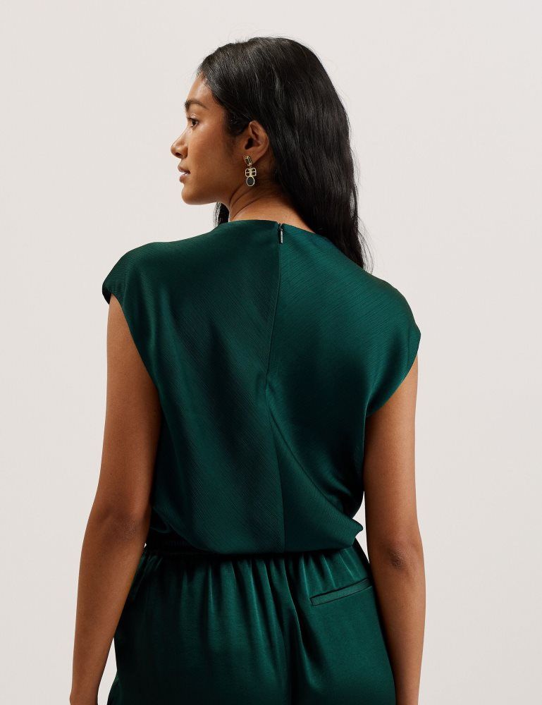 Ted Baker Misrina - Drape Neck Detail Satin Top Vert | 297145-GSL