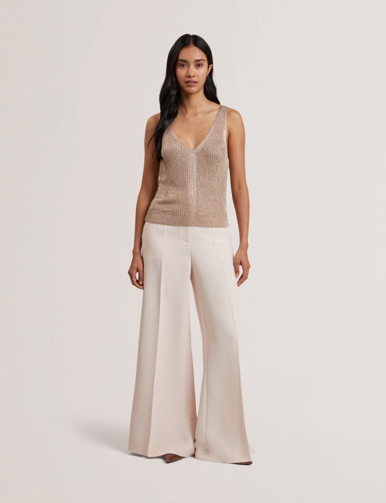 Ted Baker Myylie - Metallic Knit V-neck Tank Top Doré | 543872-ZPC