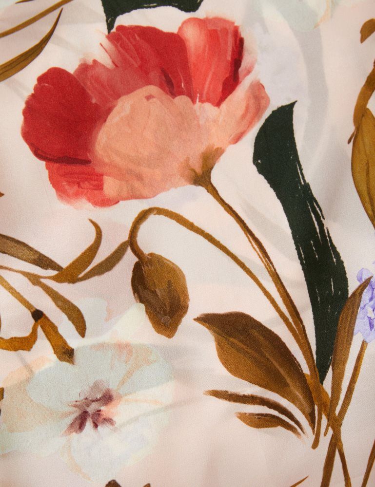 Ted Baker Niclae - Painted Floral Print Square Silk Scarf Rose | 359824-JIP