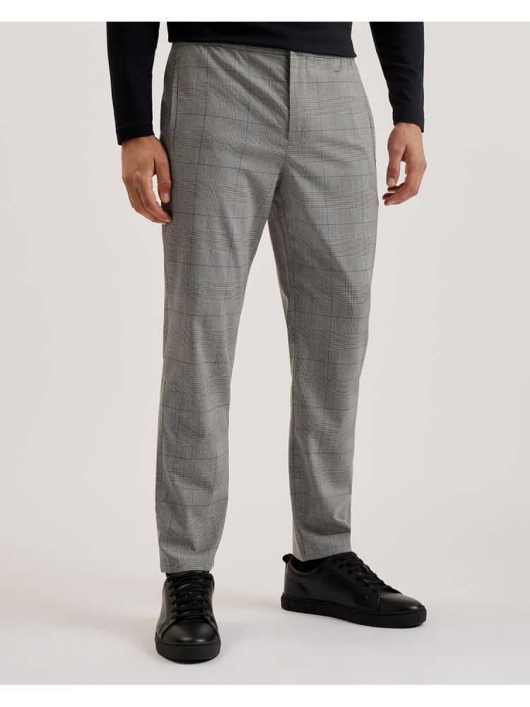 Ted Baker Nicolo - Checked Elastic Waist Tailored Trousers Grise | 510736-OQA