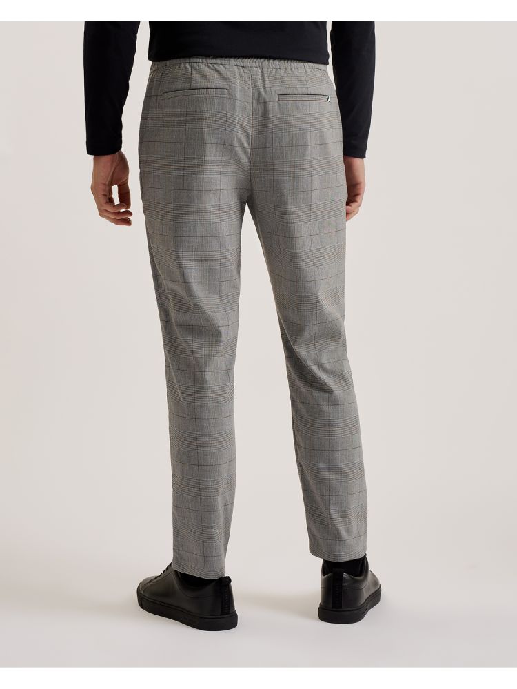 Ted Baker Nicolo - Checked Elastic Waist Tailored Trousers Grise | 510736-OQA