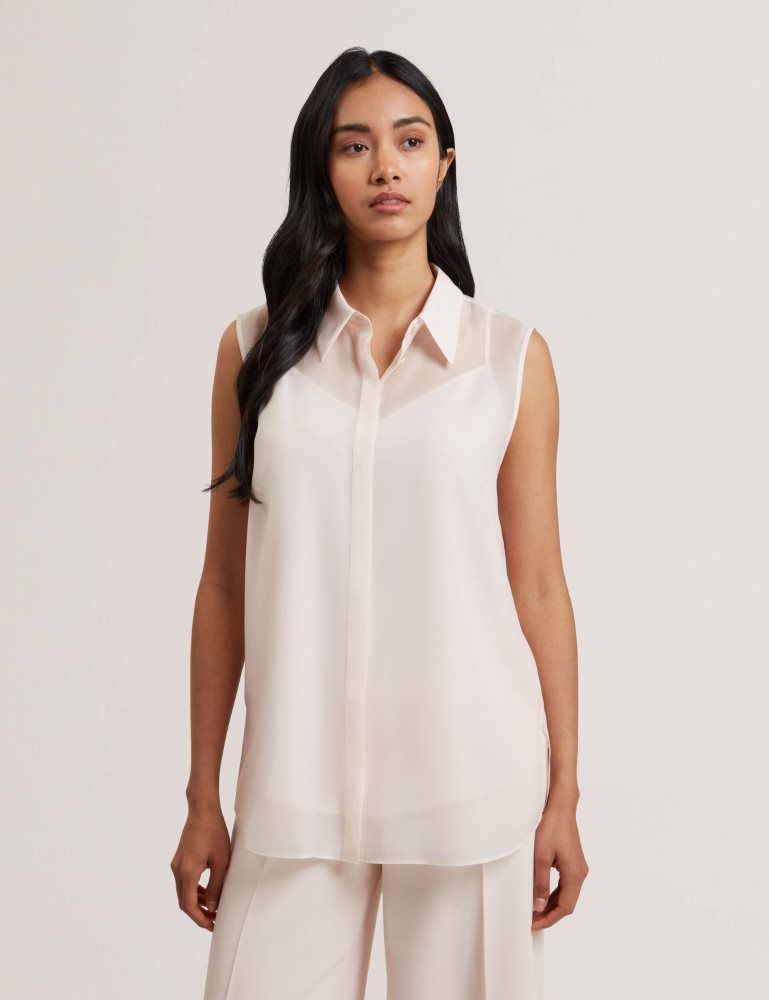 Ted Baker Norella - Sheer Organza Longline Sleeveless Blouse Rose | 809314-GZL