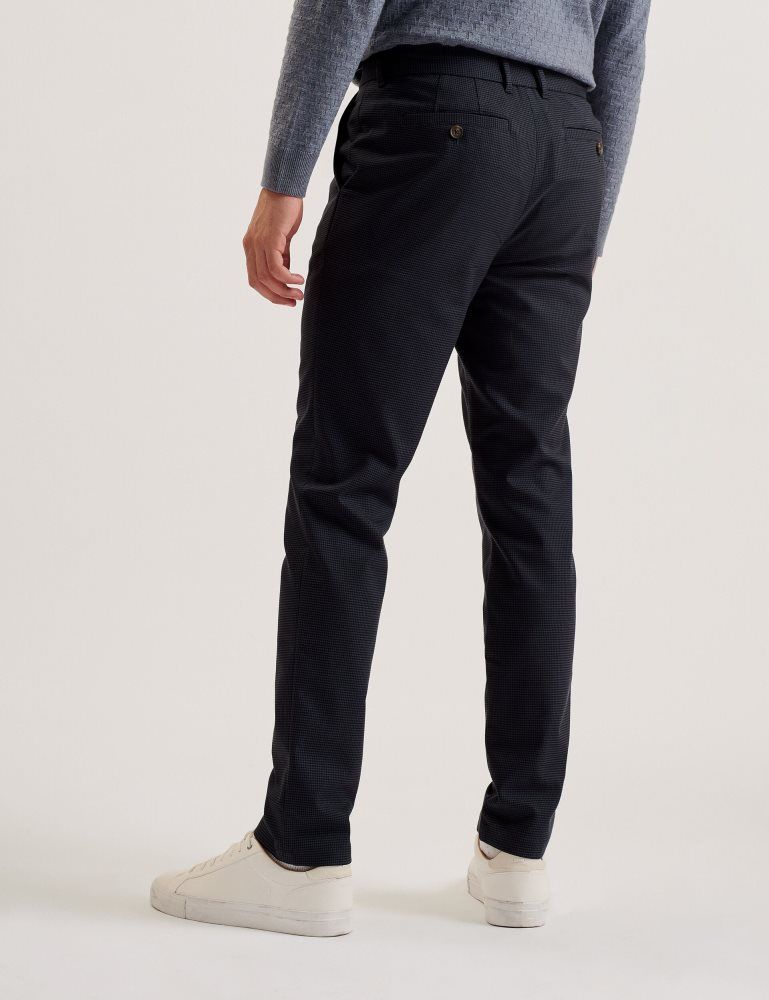 Ted Baker Nounds - Puppytooth Pattern Slim Fit Trousers Bleu Marine | 581406-YVQ