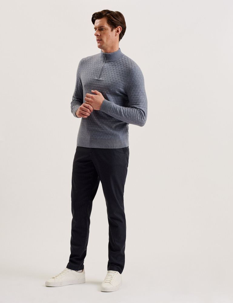 Ted Baker Nounds - Puppytooth Pattern Slim Fit Trousers Bleu Marine | 581406-YVQ
