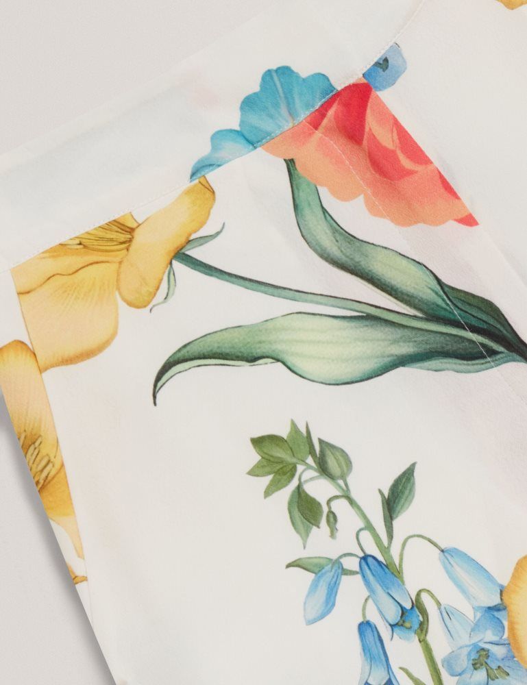 Ted Baker Nymphat - Floral Print High Waisted Wide Leg Trousers Blanche | 206845-ARX