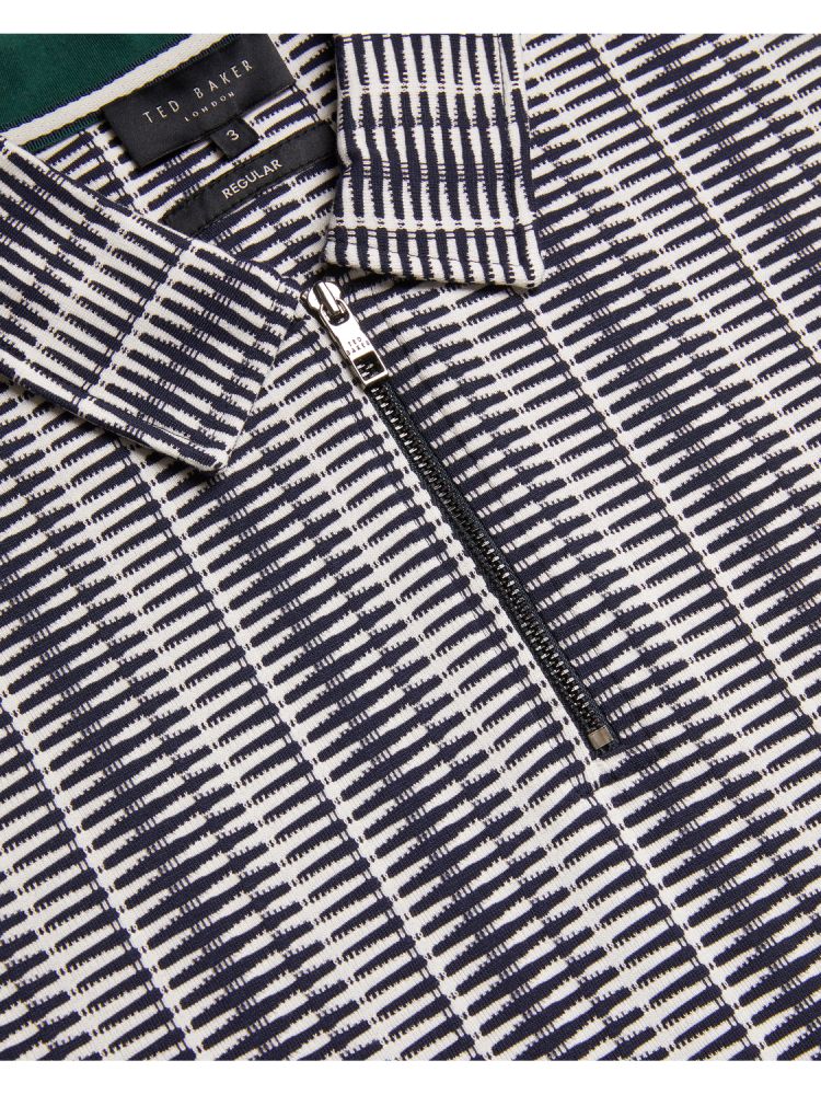 Ted Baker Octon - Geo Stripe Zip Neck Polo Shirt Bleu Marine | 623750-KJP