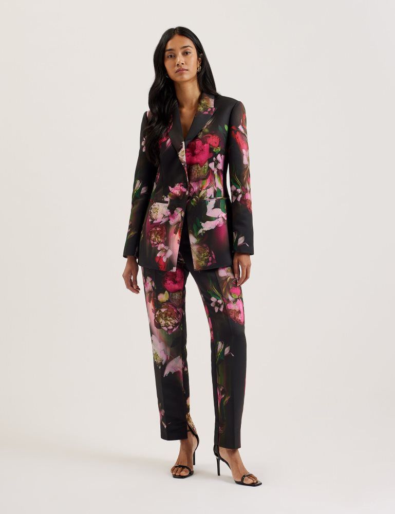 Ted Baker Okuni - Fitted Floral Print Tailored Jacket Noir | 278463-OXF