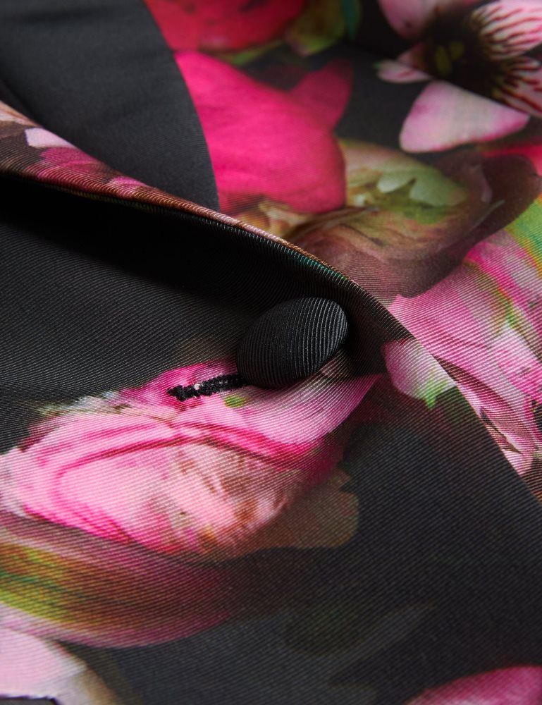 Ted Baker Okuni - Fitted Floral Print Tailored Jacket Noir | 278463-OXF