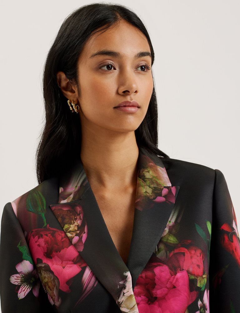 Ted Baker Okuni - Fitted Floral Print Tailored Jacket Noir | 278463-OXF