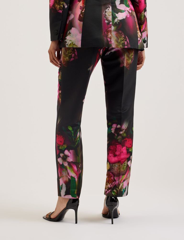 Ted Baker Okunit - Tapered Leg Floral Print Tailored Trousers Noir | 564238-VDG