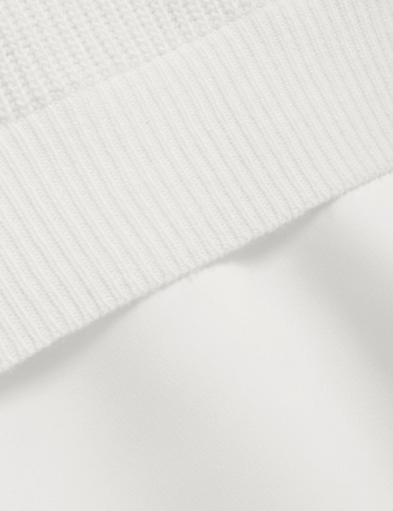 Ted Baker Onzaa - Raglan Short Sleeve Knitted Top With Shirt Hem Blanche | 631972-PHD