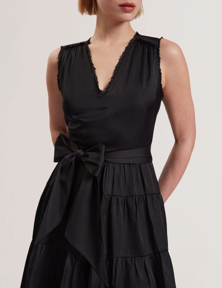 Ted Baker Otiana - Sleeveless Tie Waist Tiered Mini Dress Noir | 096412-QZW