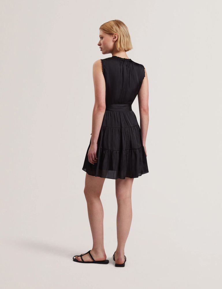 Ted Baker Otiana - Sleeveless Tie Waist Tiered Mini Dress Noir | 096412-QZW