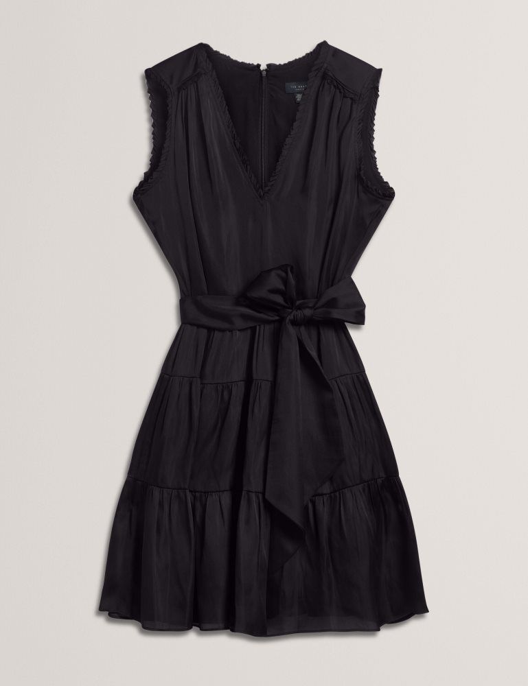 Ted Baker Otiana - Sleeveless Tie Waist Tiered Mini Dress Noir | 096412-QZW