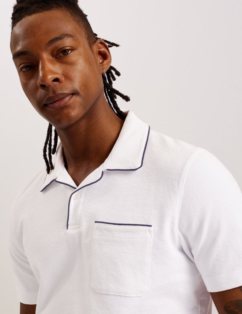 Ted Baker Paisel - Short Sleeve Regular Open Collar Polo Blanche | 649328-ANY