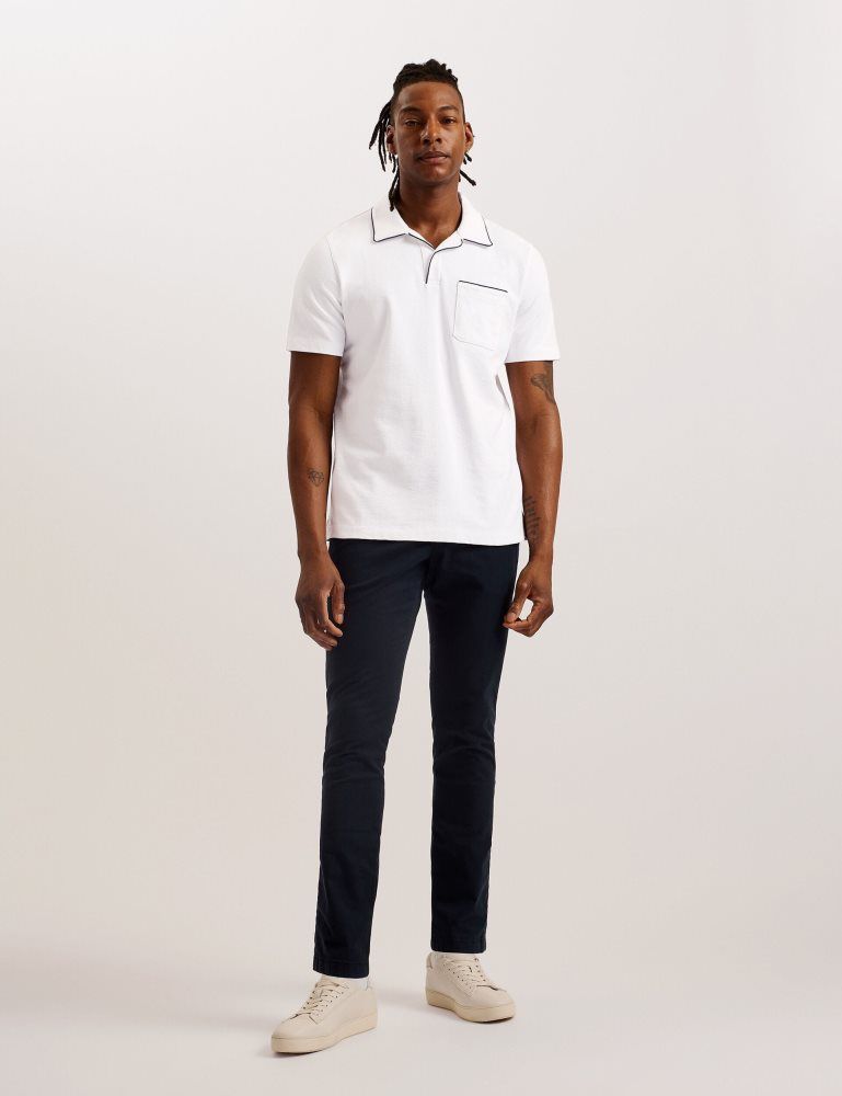 Ted Baker Paisel - Short Sleeve Regular Open Collar Polo Blanche | 649328-ANY