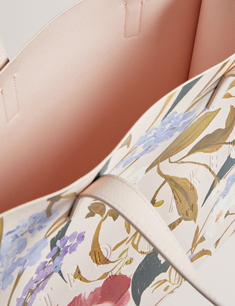 Ted Baker Palamaa - Floral Print Pu Large Icon Tote Bag Rose | 137429-DKB