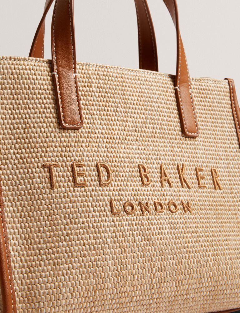 Ted Baker Paolina - Faux Raffia Pu Trim Small Icon Tote Bag Marron | 261409-YPU