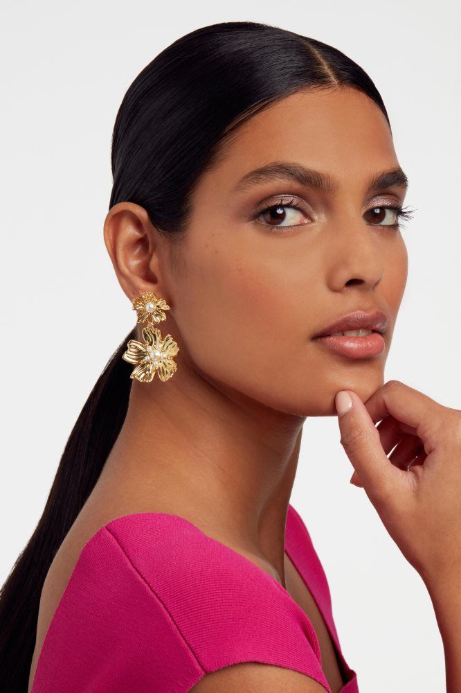 Ted Baker Petaria - Flower Statement Drop Earrings Doré | 309425-UIJ