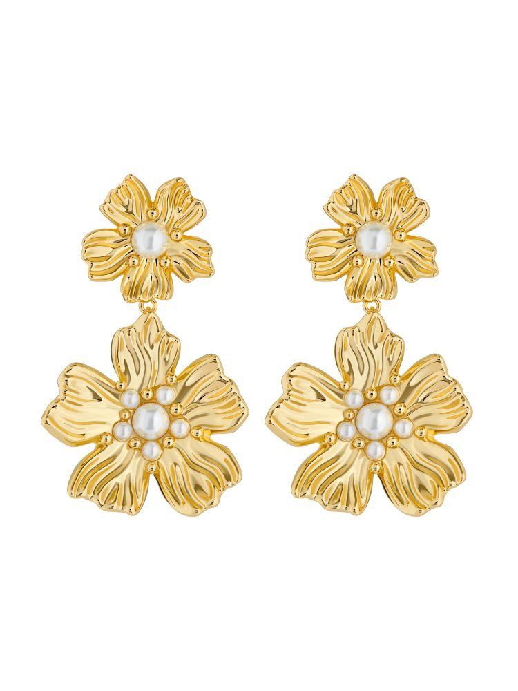 Ted Baker Petaria - Flower Statement Drop Earrings Doré | 309425-UIJ