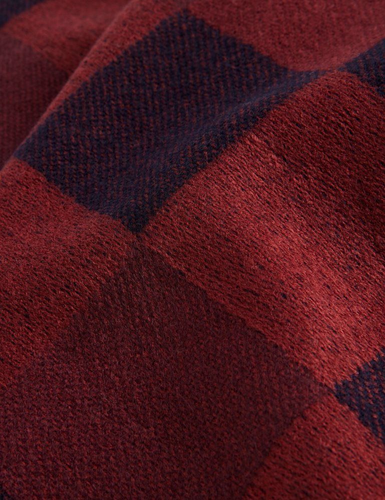 Ted Baker Peterrr - Block Check Scarf With Fringe Trim Bordeaux | 426789-YPS