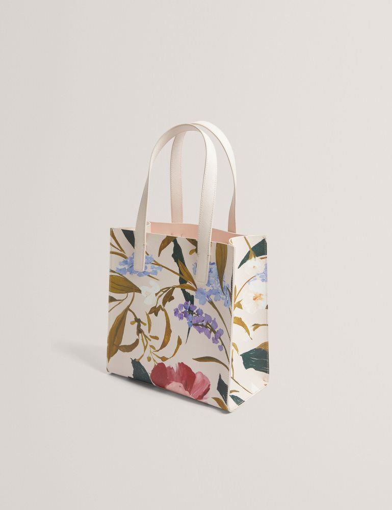 Ted Baker Phylisa - Floral Print Pu Leather Small Icon Tote Bag Rose | 960231-MFP