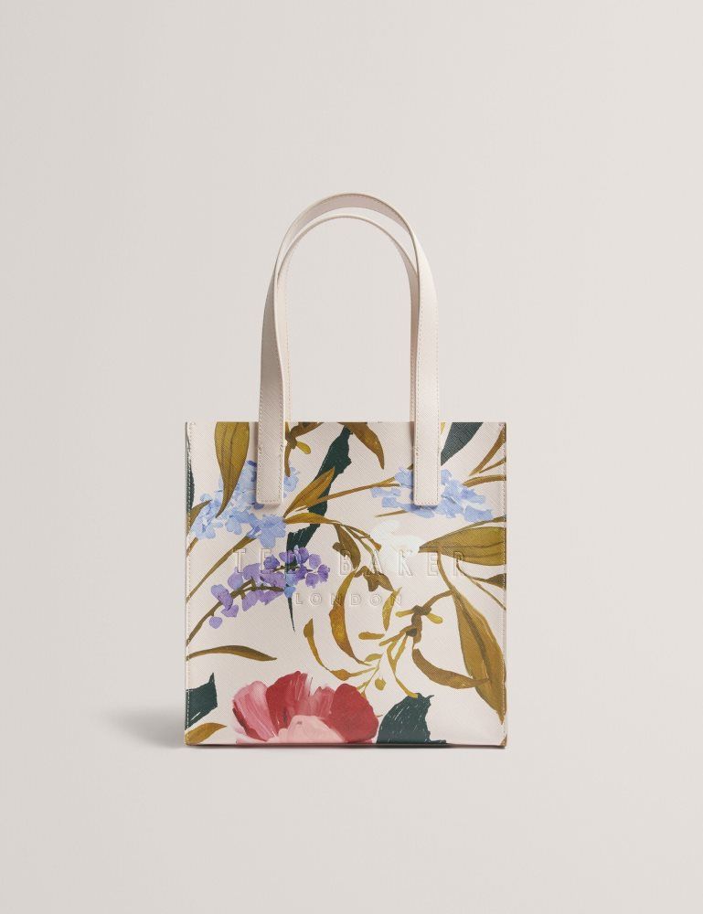 Ted Baker Phylisa - Floral Print Pu Leather Small Icon Tote Bag Rose | 960231-MFP