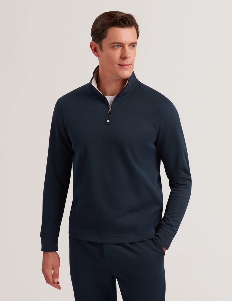 Ted Baker Pryor - Half-zip Funnel Neck Sweatshirt Bleu Marine | 860741-FZY