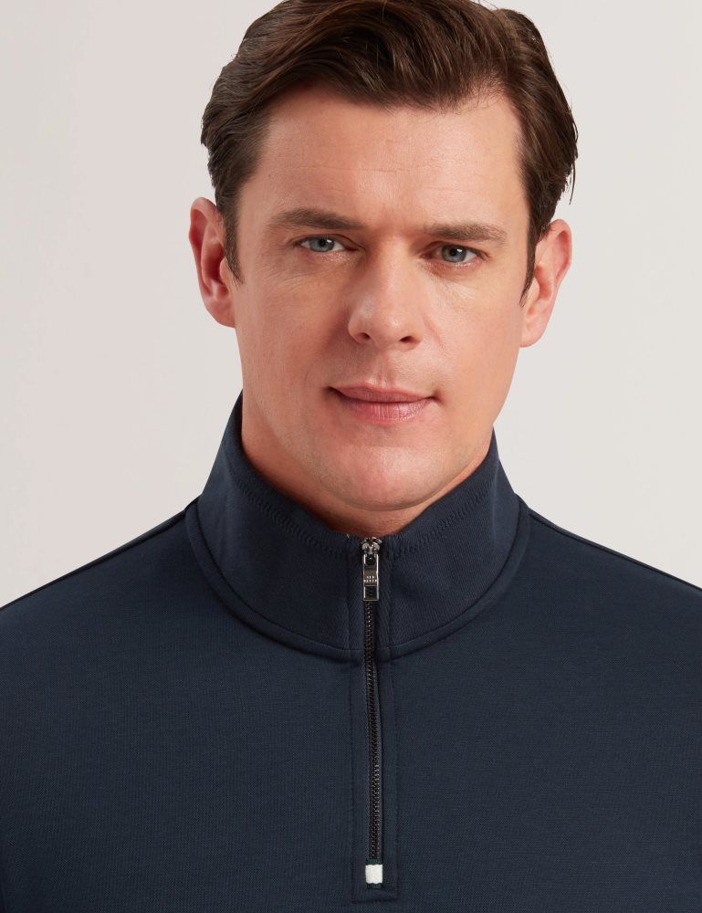 Ted Baker Pryor - Half-zip Funnel Neck Sweatshirt Bleu Marine | 860741-FZY