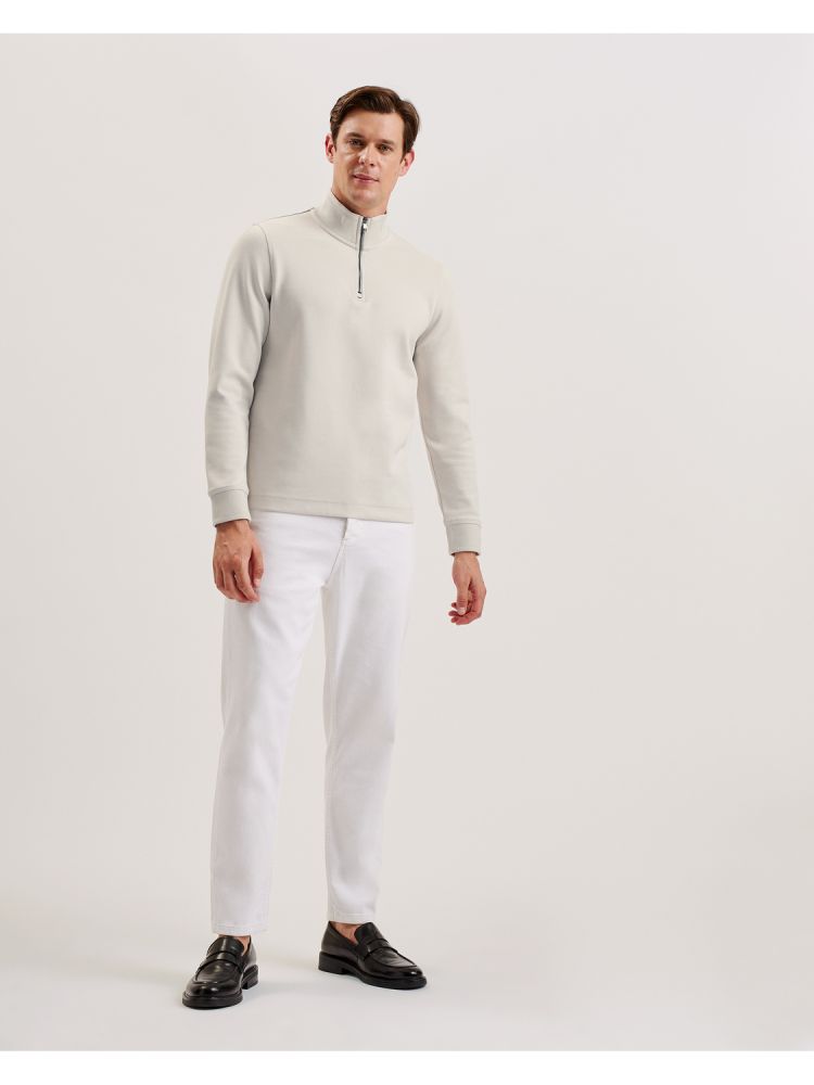 Ted Baker Pryor - Half-zip Funnel Neck Sweatshirt Blanche | 075843-ISW