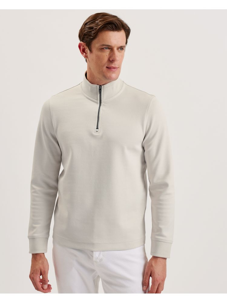 Ted Baker Pryor - Half-zip Funnel Neck Sweatshirt Blanche | 075843-ISW
