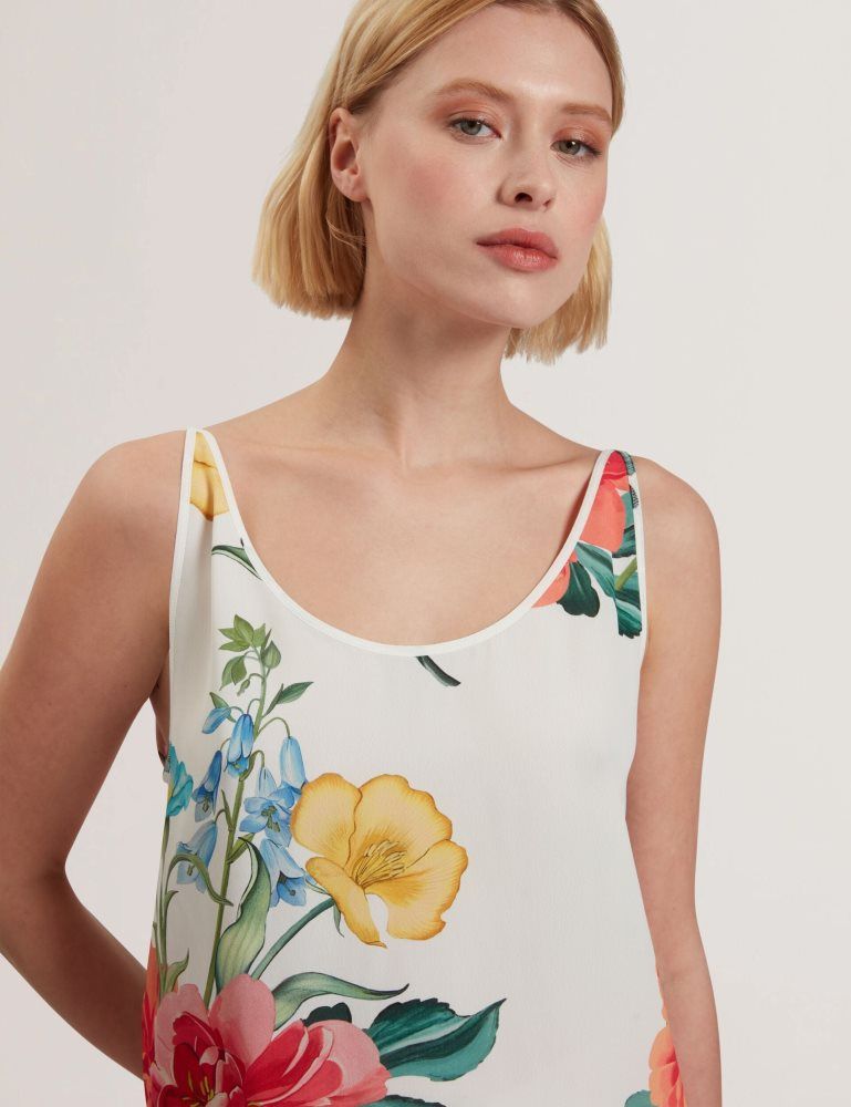 Ted Baker Purrla - Floral Print Scoop Neck Sleeveless Top Blanche | 632570-CVU