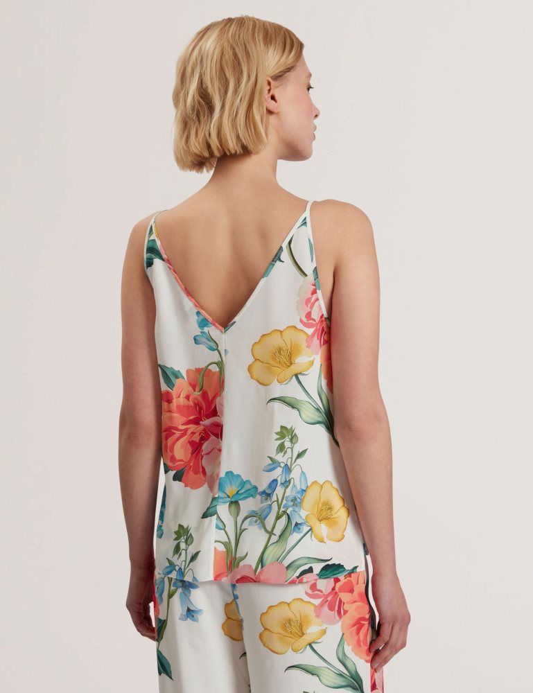 Ted Baker Purrla - Floral Print Scoop Neck Sleeveless Top Blanche | 632570-CVU
