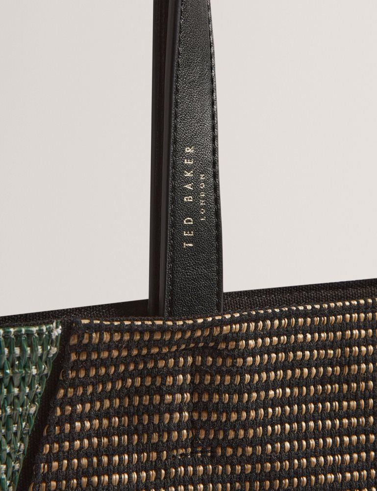 Ted Baker Rafiya - Woven Colour Block Folding Shopper Bag Noir | 697302-SQK