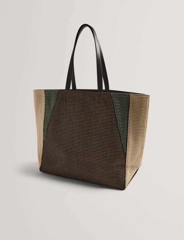 Ted Baker Rafiya - Woven Colour Block Folding Shopper Bag Noir | 697302-SQK