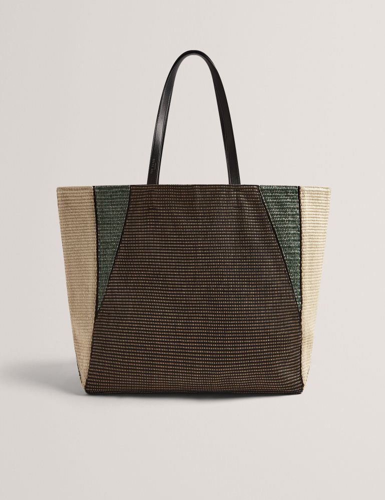 Ted Baker Rafiya - Woven Colour Block Folding Shopper Bag Noir | 697302-SQK