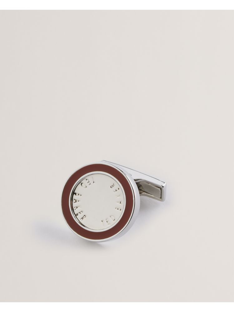 Ted Baker Raylan - Colour Border Round Cufflinks Argent | 684375-QJG