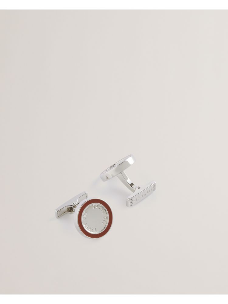Ted Baker Raylan - Colour Border Round Cufflinks Argent | 684375-QJG