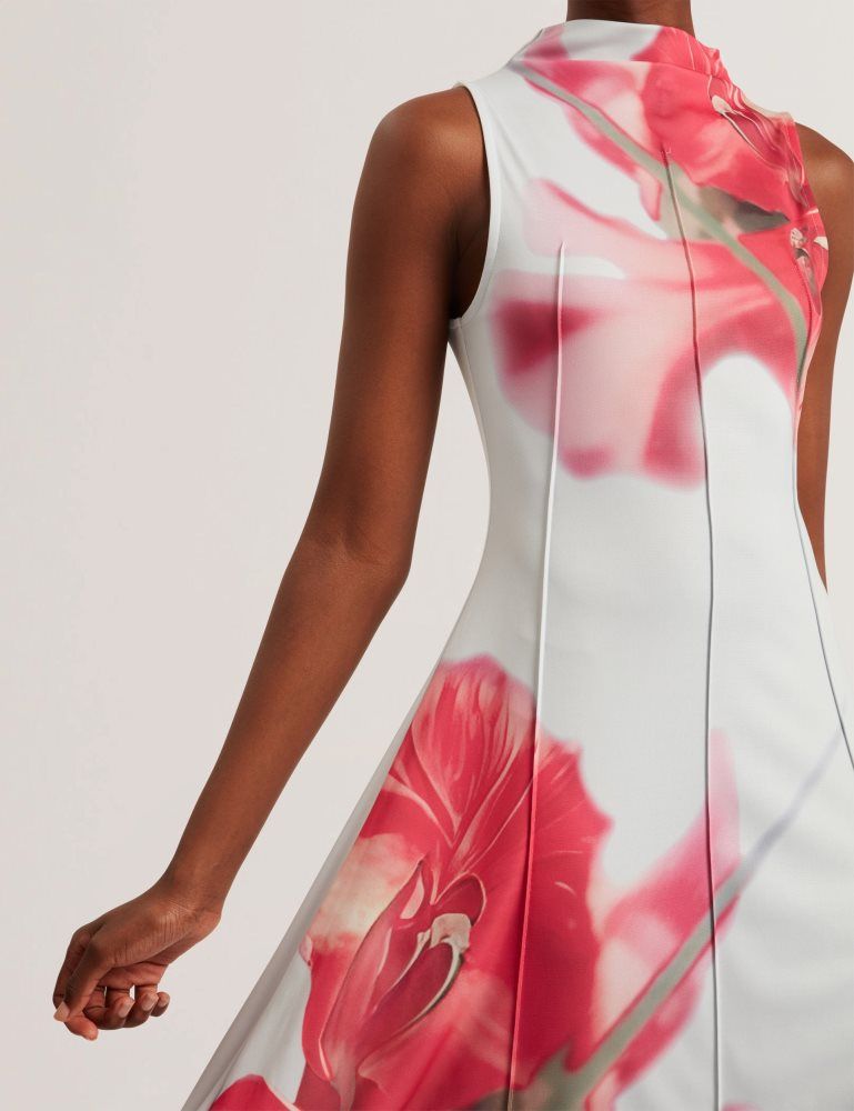 Ted Baker Rebehka - High Neck Printed Jersey Midi Dress Bleu | 547621-DIF
